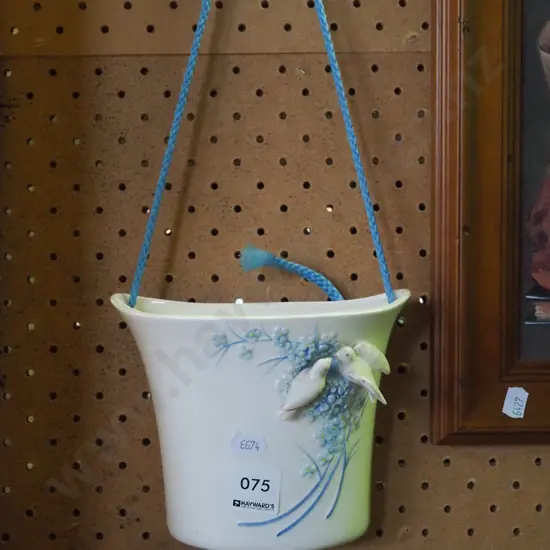 hand painted bird themed wall pocket vase