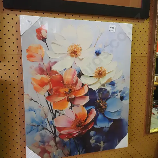 floral print on boxed canvas