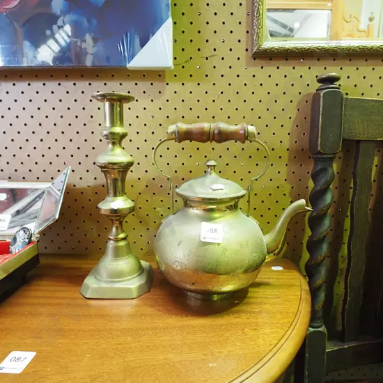 brass teapot, candlesticks H270