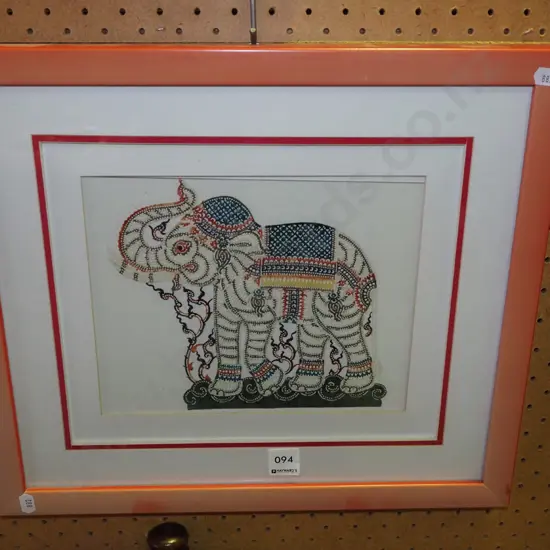 framed needlework - elephant