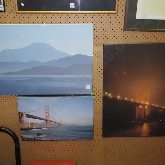 3x photo prints on canvas - bridges and landscapes - green dots
