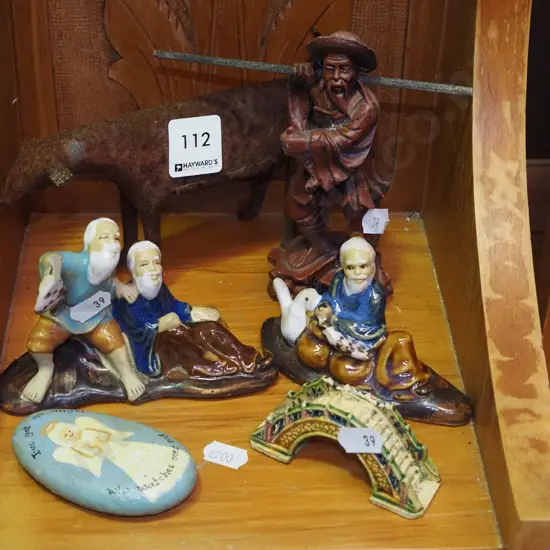 various figurines, hand painted stone