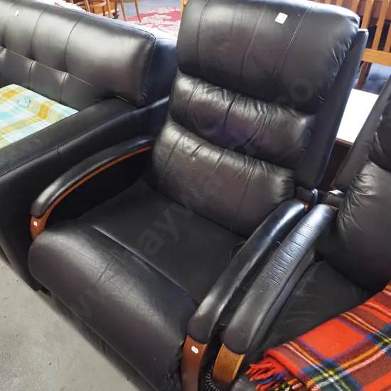 black leather LaZBoy manual rocker/reclining