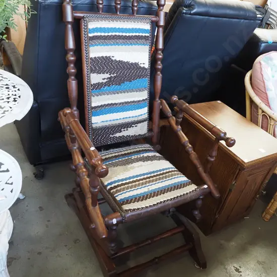 hand woven upholstered Dexter rocking chair