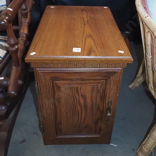 mdf faux oak veneer single door end table wih magazine rack  H520 W330 D600