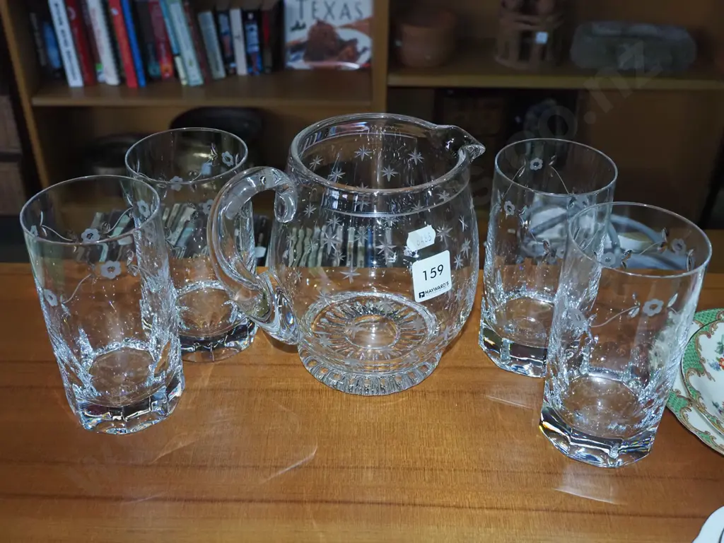 etched crystal jug, 4x tumblers H160 Image 1++
