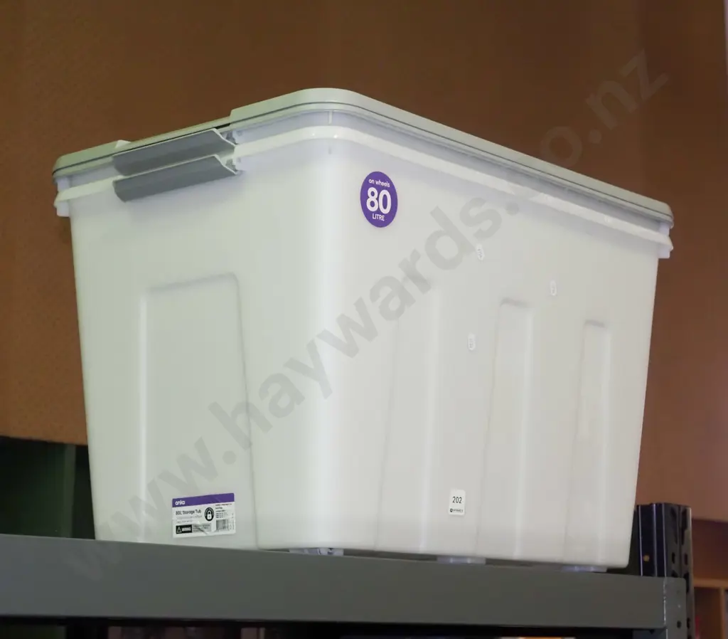 2x 80L plastic storage containers on casters Image 1++