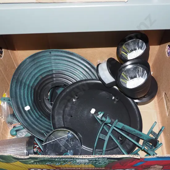 box; solar powered garden light fitting, LED spotlights