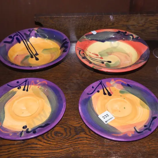 Cooks New Zealand studio pottery saucers, 2x bowls