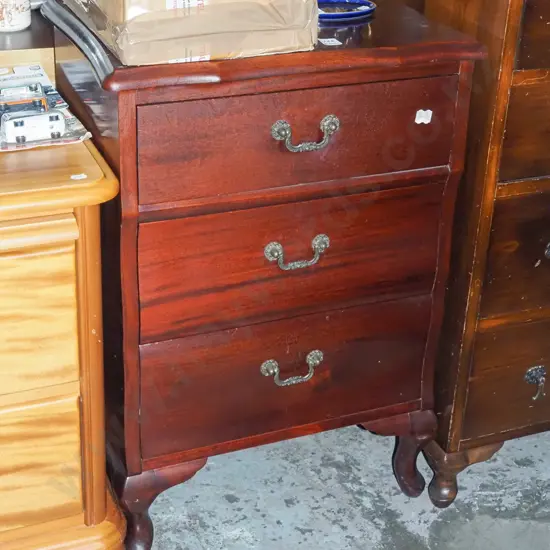 maogany cab leg 3 drawer chest H720 W490 D350