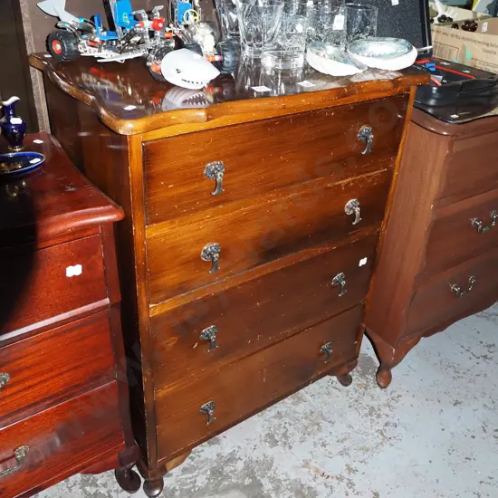 cab leg mahog 4 drawer chest H860 W640 D420