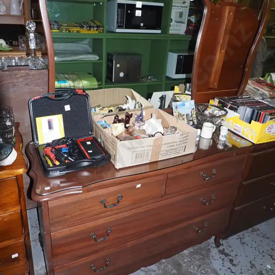 mahogany cab leg 4 drawer mirror back dresser H1610 W1100 D430