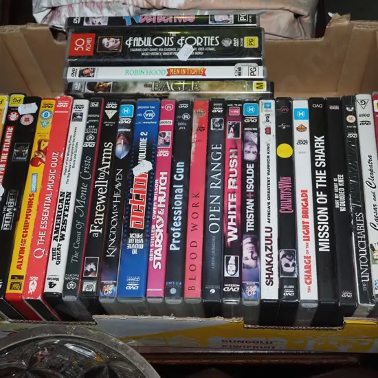 box of DVDs