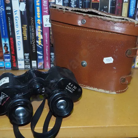 pair of 8x30 field binoculars in case