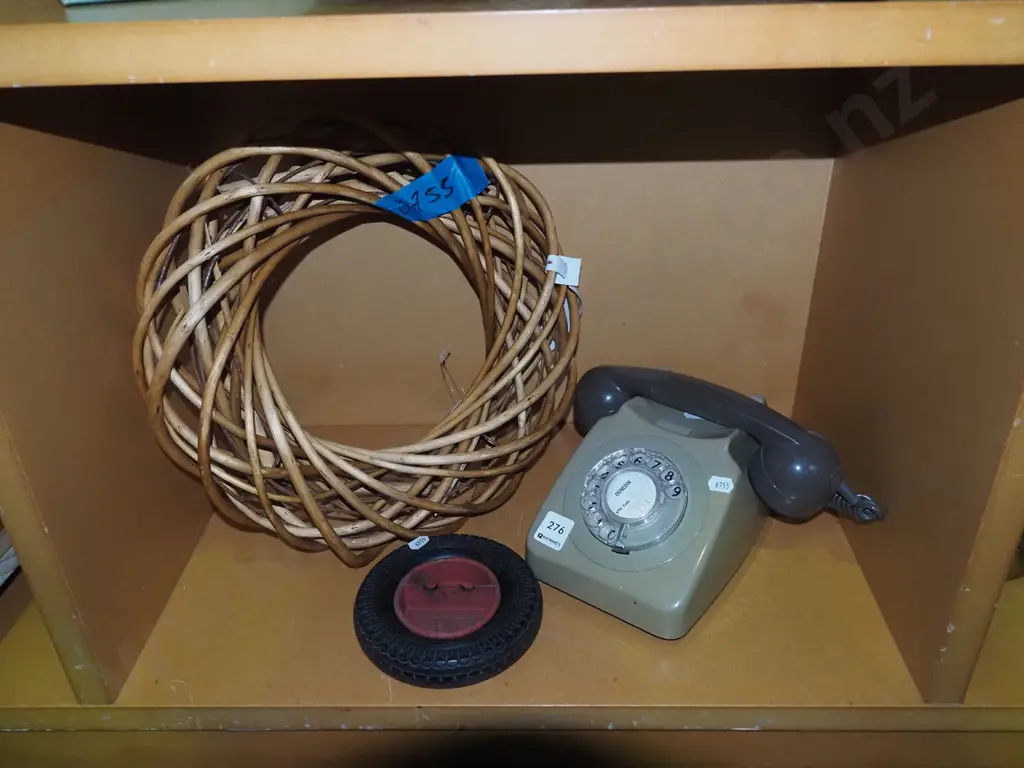 cane wreath, dial telephone, tyrehemed ashtray Image 1++