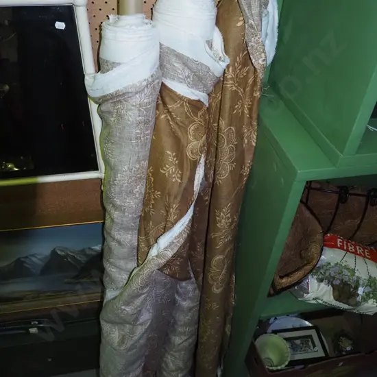 3x bolts of matching brown floral babric