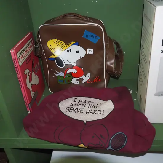 Snooper themed bag, book, sweatshirt