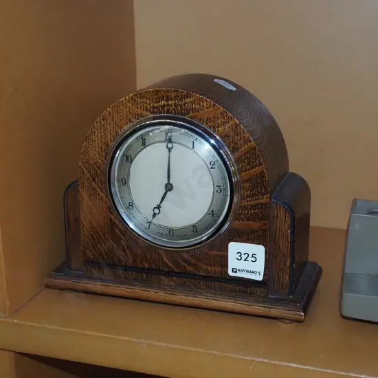 small deco wood cased mantle clock H160