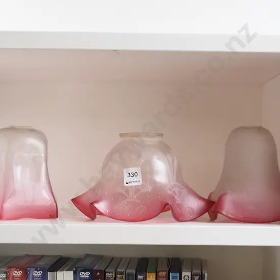 3x Edwardian glass light shades - 1 has white paints splatters