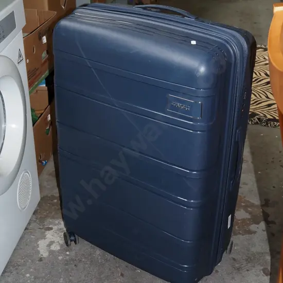 blue hard shell suitcase