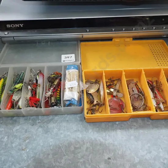 2x tackle boxes, various lures