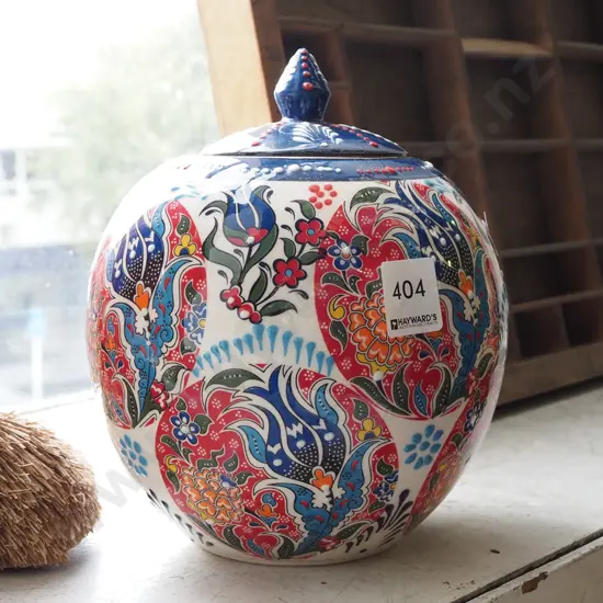 hand made decorative lidded canister H19