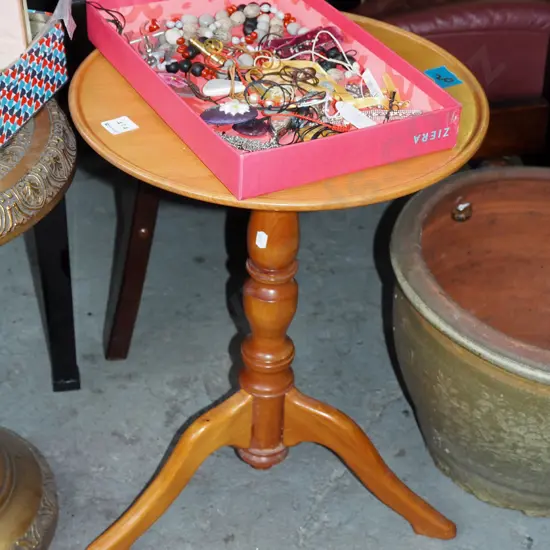 turned rimu wine table H530