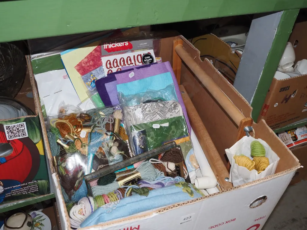 box; needlework threads, patterns, paper, frames etc Image 1++