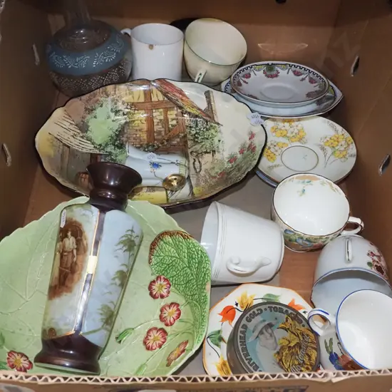 box; Carlton ware bowl, vases, cups - chips and damage