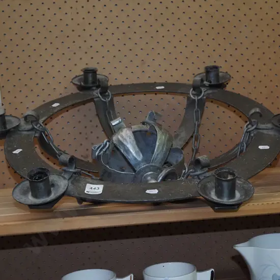 hanging wrought metal 6 candle candelabra