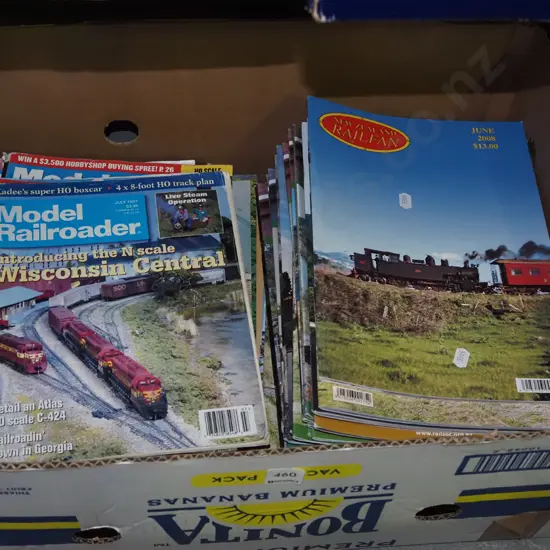 box of railway magazines, model railway magazines