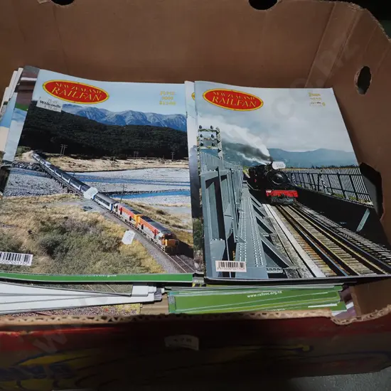 box of train magazines