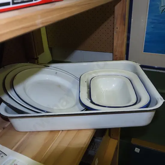 beaten enamel dishes and plates