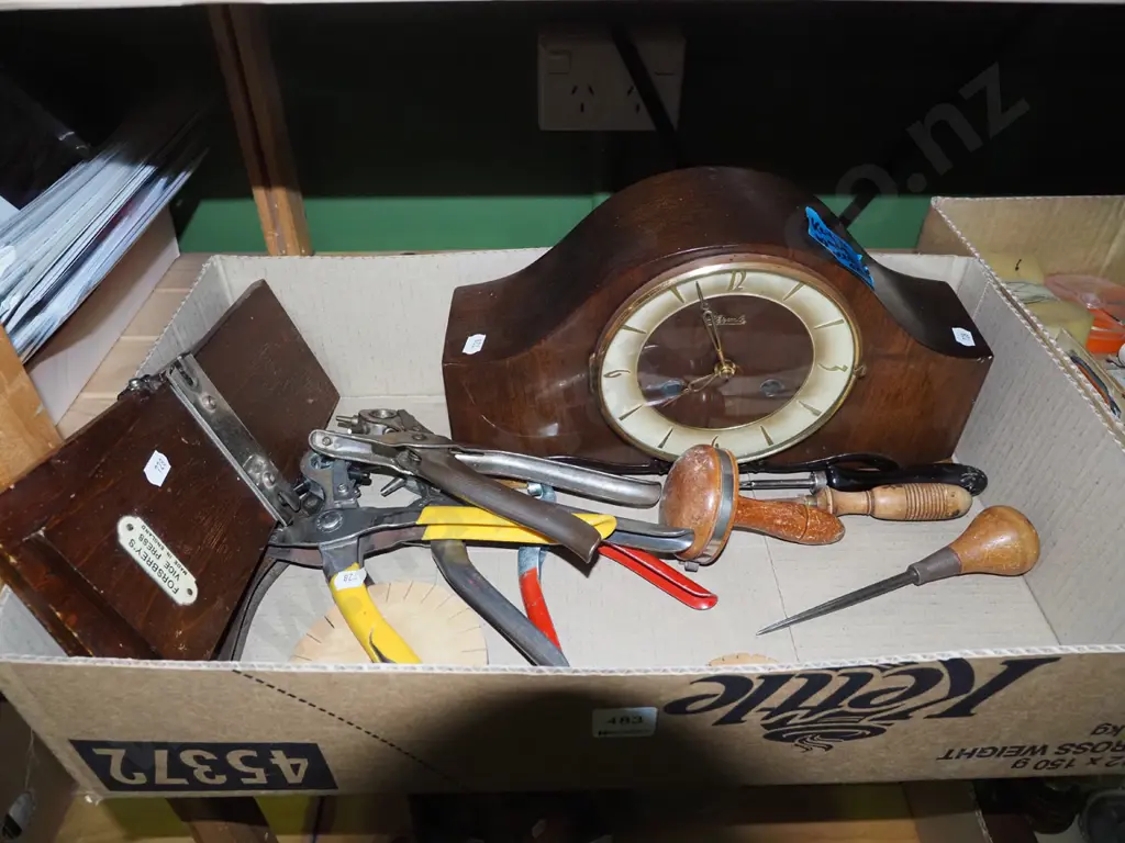 box; mantle clock, tie press, sock mushroom etc Image 1++