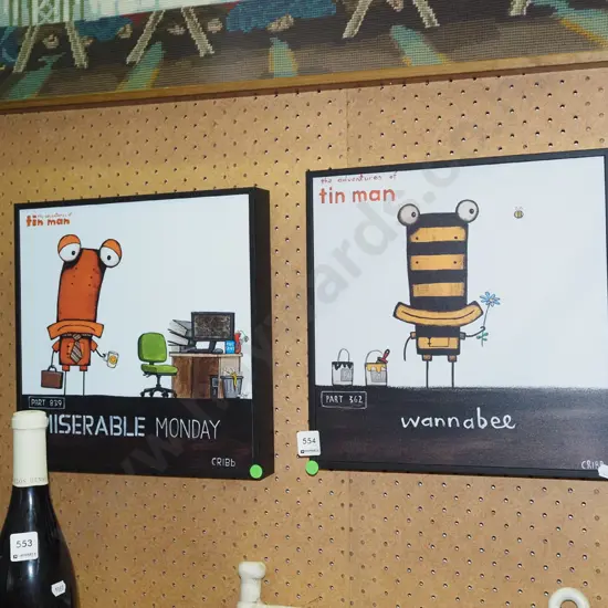 2x Tin Man prints - green dots