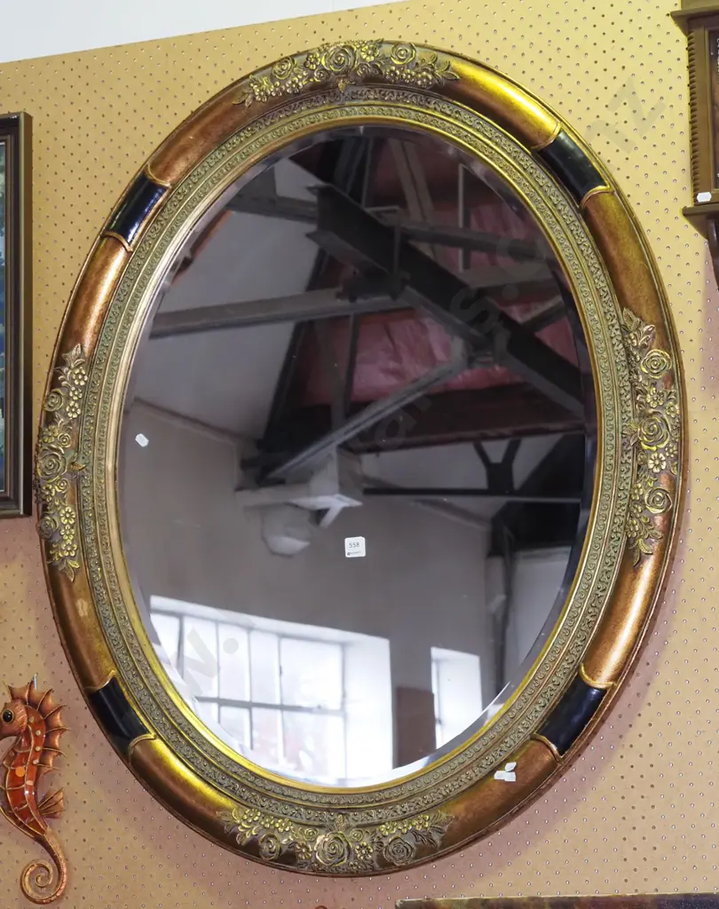 large ornate gilt framed bevelled edge wall mirror H1100 Image 1++