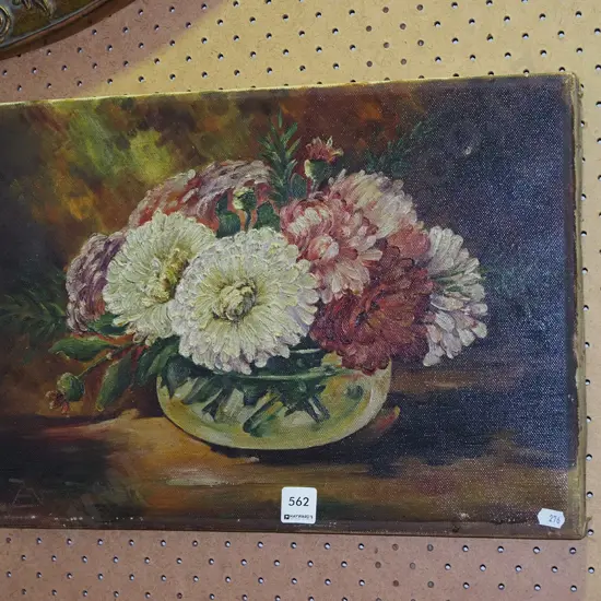 oil on boxed canvas - still life dahlias