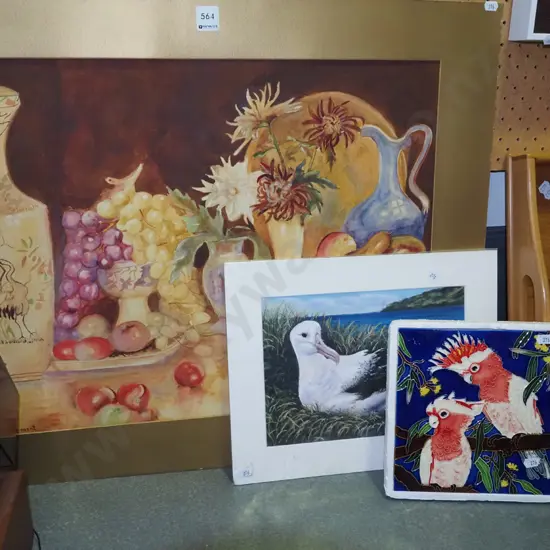 picture tile, albatross print, still life watercolour