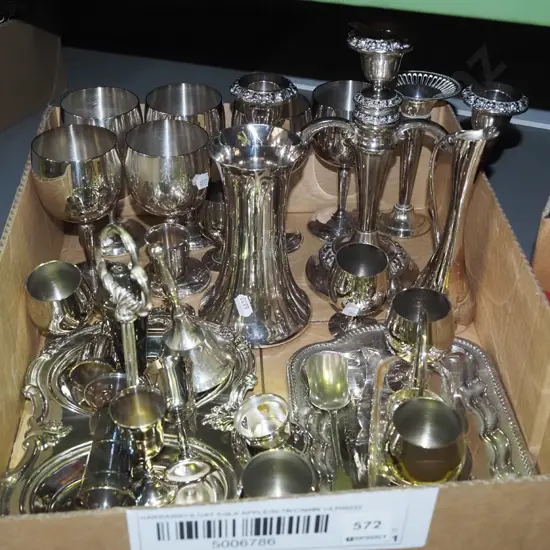 box; plated ware- egg cups, trays etc