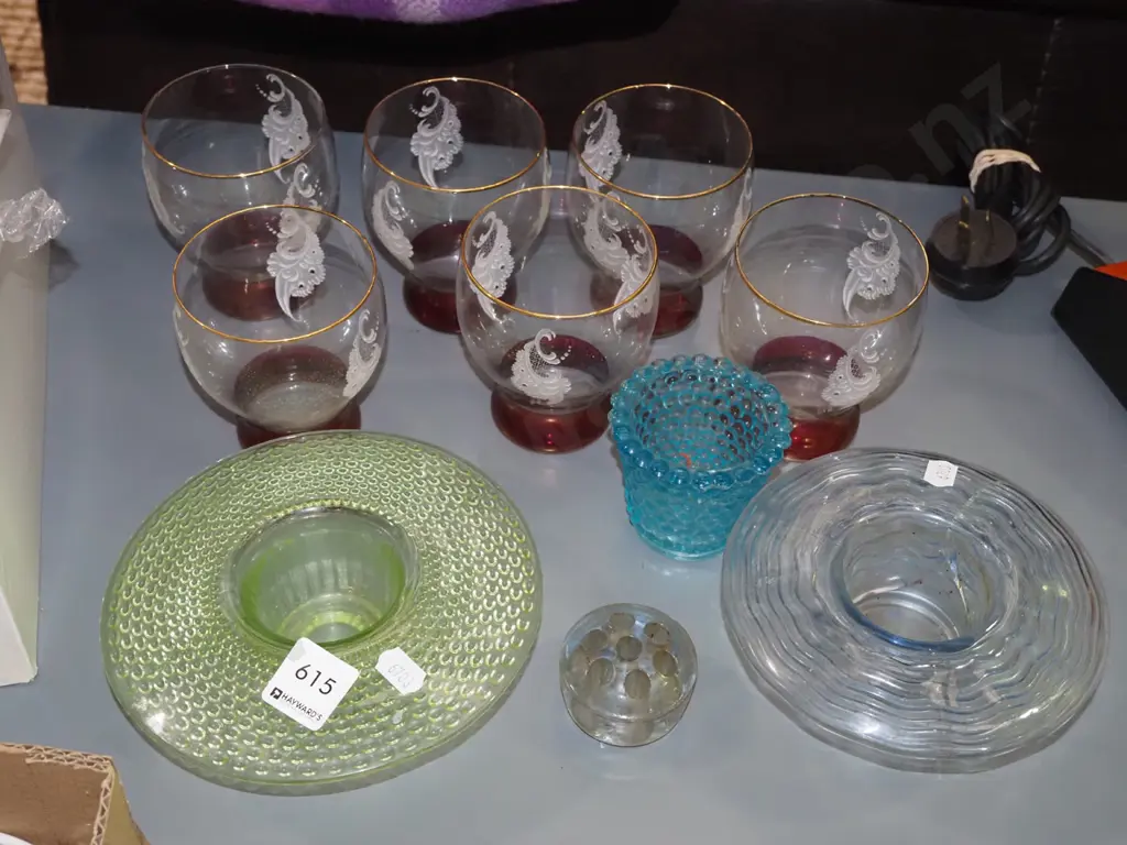 glass flower frog, bowls, tumblers Image 1++