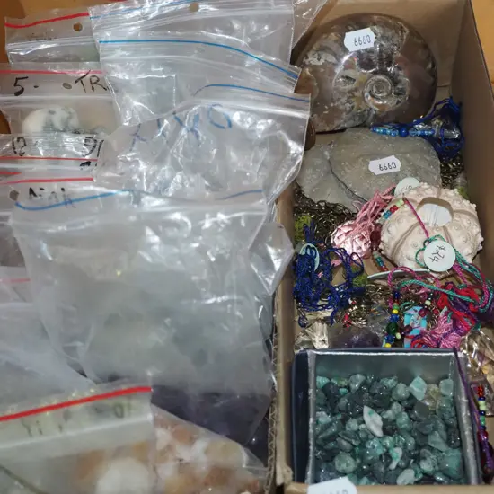 gemstones, fossils etc