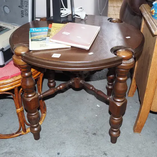 faux mahogany circular end table