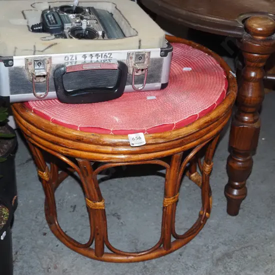 bamboo and upholstered top stool