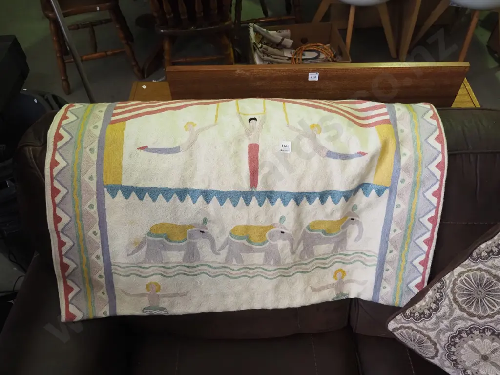 light weight circus themed nedlework child's floor mat/wall hanging Image 1++