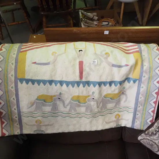 light weight circus themed nedlework child's floor mat/wall hanging