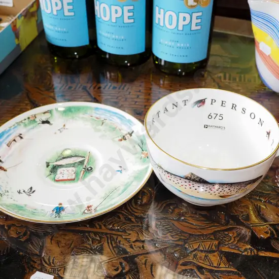 Royal Worcester fly fishing cup and saucer