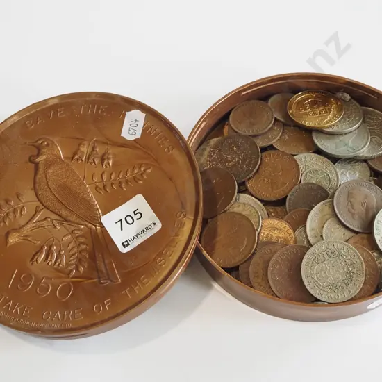 plastic tub of coins
