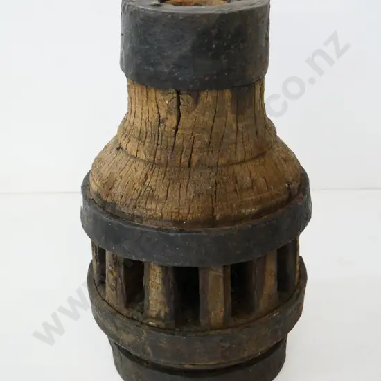 vintage heavy cast iron and timber cart wheel hub L-360 Diameter 200