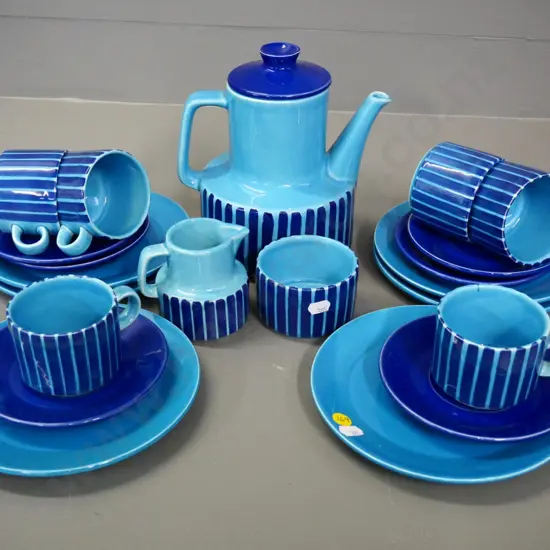 mid-century German pottery blue tea or coffee set