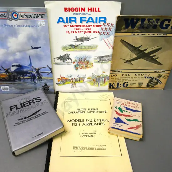 6 aviation books, some vintage - Observer's book, pilot flight operating instructions, RNZAF 60th anniversary etc.